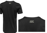 Back view of t-shirt showing the placement of Toronto History Museums in the middle just below the neckline.