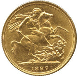 Reverse of coin with St. George on a horse slaying a dragon.