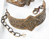 Cuff bracelet with flower design made from antique hardware
