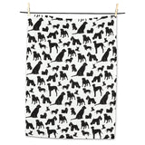 Dog Silhouette tea towel hanging