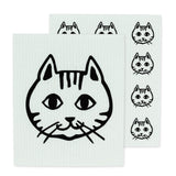 Cat Face, mint green Swedish dishcloths