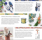 Image with photos, quotes and information about each enamel pot's print/design history