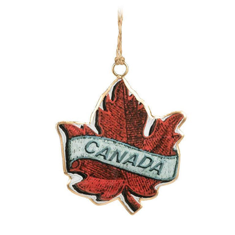 Maple Leaf With Canada Banner Ornament