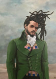 Man with dreads in historic clothes.