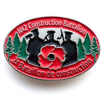 Lapel Pin that says  No.2 Construction Battalion; with solider silhouettes and a poppy.