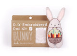Embroidery kit of Bunny holding a basket with carrots.