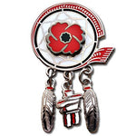 Dream Catcher Lapel Pin with Poppy in centre. 