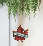 Maple Leaf With Canada Banner Ornament