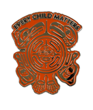 Pin with 'Every Child Matters' text on a white background