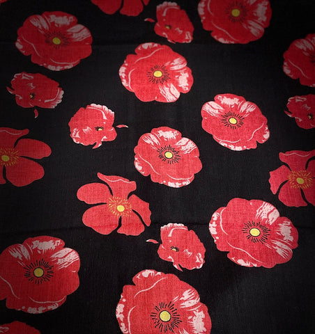 Red poppies on a black background