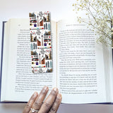 Open book with a collage of Toronto images on one page and text on the other, held by a hand.