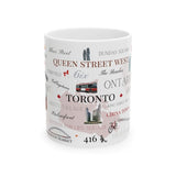 Mug with Toronto-themed design on a white background