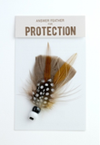 Close product shot of brown answer feather for protection