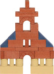 Blocks assembled into building shape