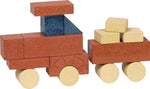 Blocks assembled into train shapes
