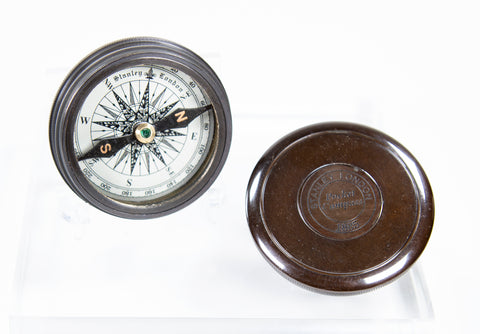 Open compass showing interior face and exterior of lid