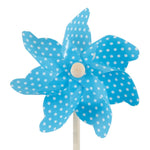Blue windmill with white polka dots