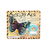 Blue silver and purple butterfly kite in package