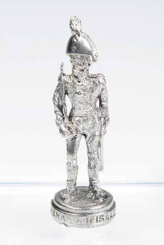 Model pewter figure of Sir Issac Brock standing in his Officers uniform.