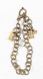 Antique gold-coloured bracelet with keyhole and crystal charms