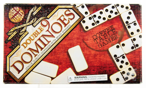 Close product shot of double nine dominoes box
