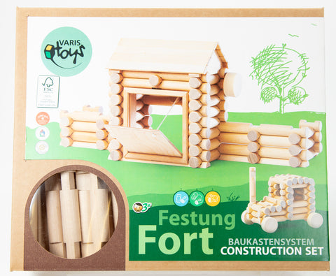 Close product shot of fort construction set package