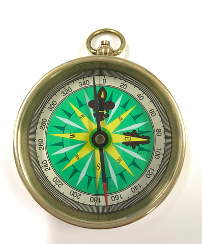 Close product shot of brass pocket compass