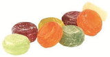 Mixed fruit drops out of the tin, showing different colours