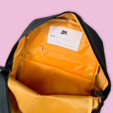 Image of the inside of the Dream Big backpack, showing name label