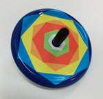 Tin spinning top with hexagon design