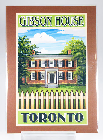 Close product shot of Gibson House postcard