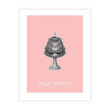 Eco-friendly greeting card with cake illustration and the words "Happy Birthday"