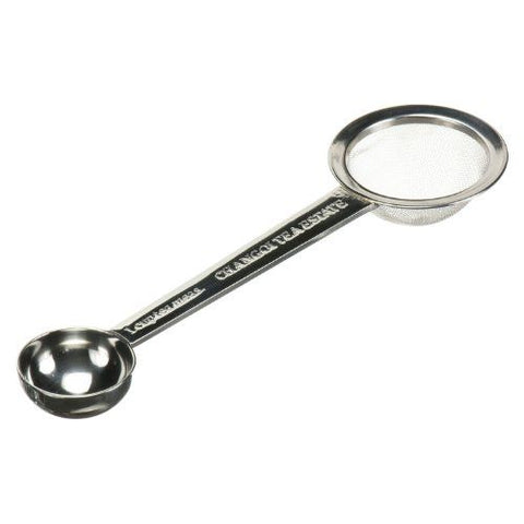 Measuring spoon with tea strainer attached