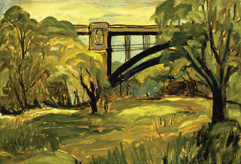 Landscape painting with bridge