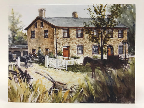 Card featuring watercolour painting of Montgomery's Inn
