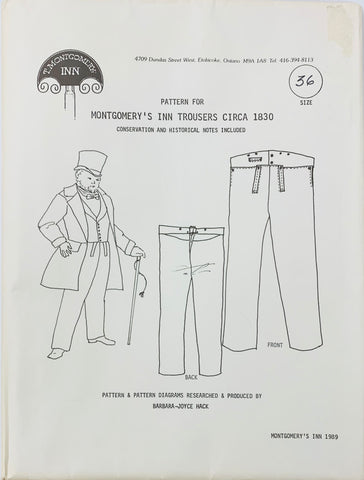 Pattern for Montgomery's Inn Trousers circa 1830