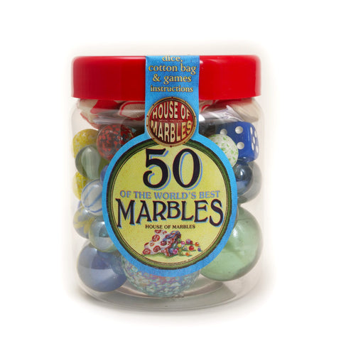 Close product shot of tub of marbles