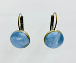 Vintage button hanging earrings with blue pearl design