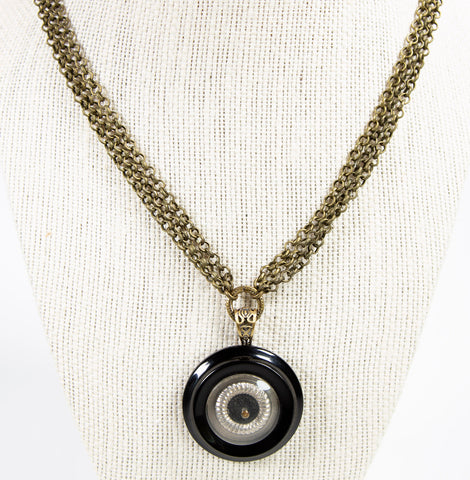 Close product shot of vintage button multichain neckalce