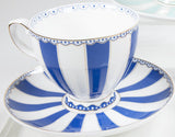 Blue striped teacup and saucer 