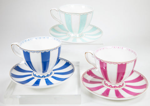 Three striped teacups 