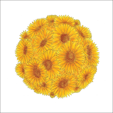 Blossom greeting card with sunflowers in a ball on the cover