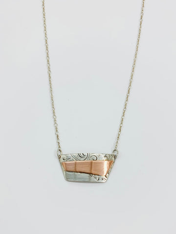 Antique silver and copper pendant necklace