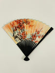 Unfolded fan shown with Cherry Blossom orangeprint