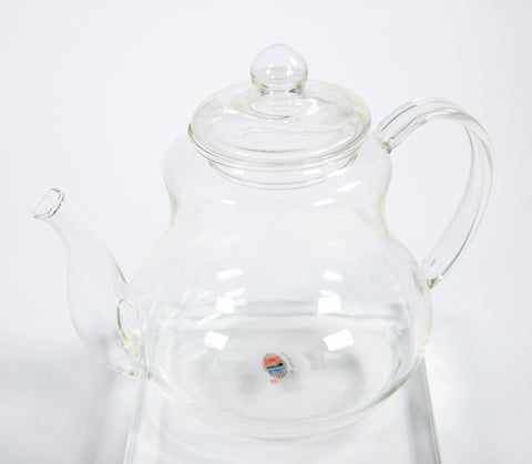 Pear-shaped glass teapot