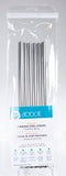 6 silver reusable straight wide straws with brush in resealable packaging