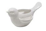 Ceramic bird planter with pockets side view